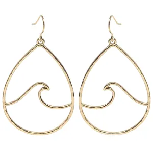 Hammered Teardrop Wave Earrings