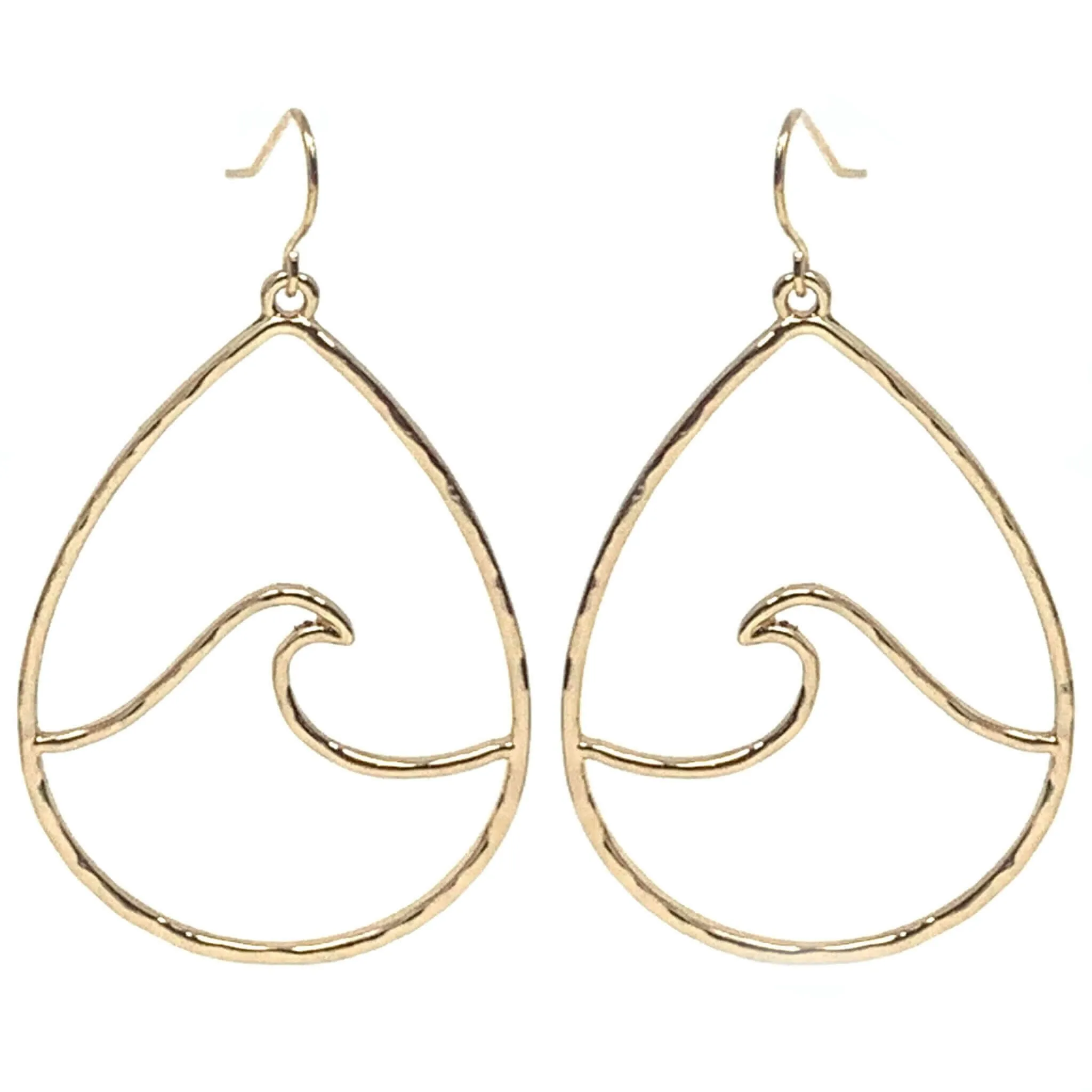 Hammered Teardrop Wave Earrings