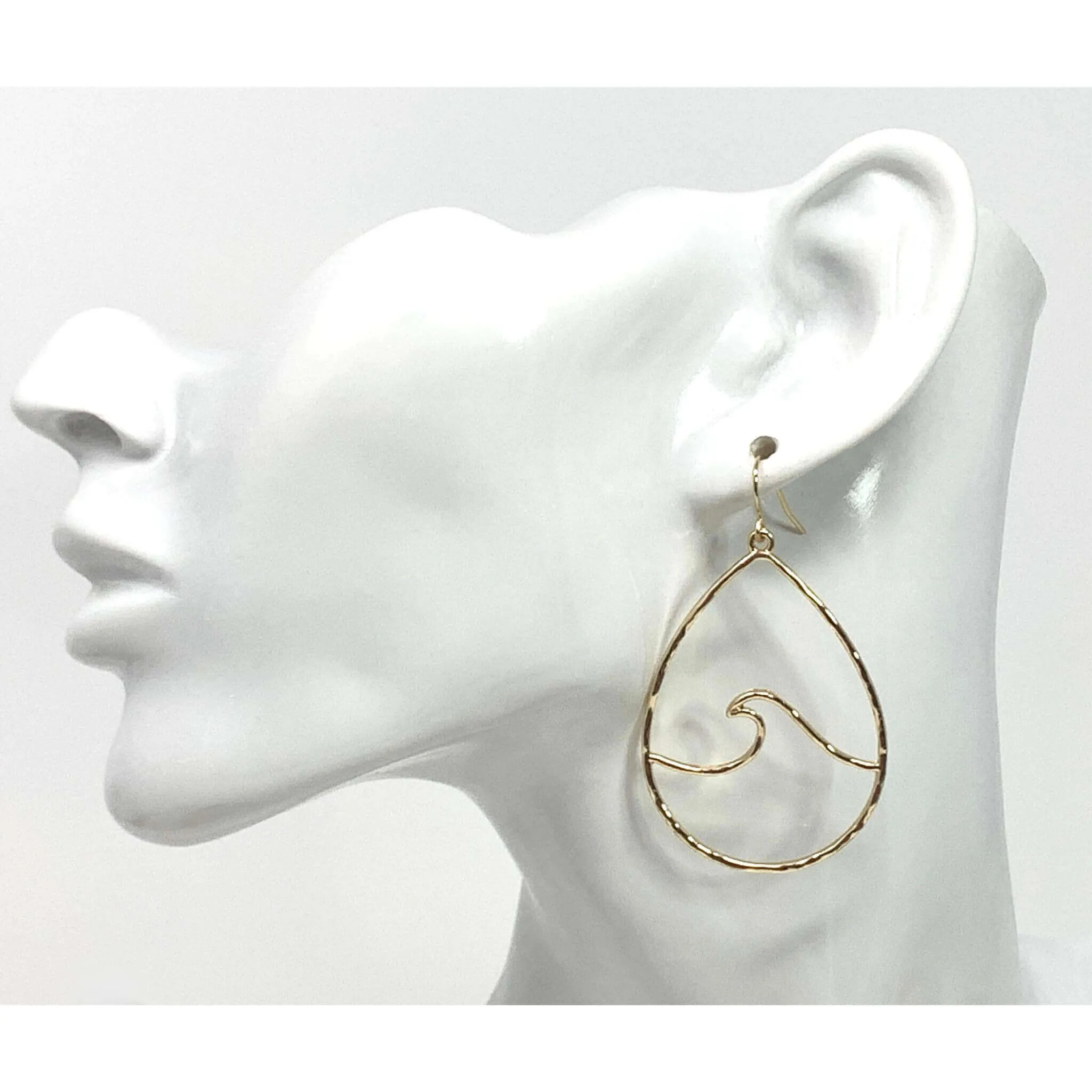 Hammered Teardrop Wave Earrings