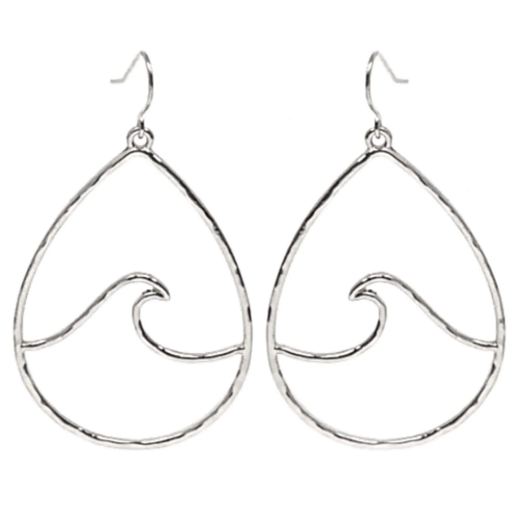 Hammered Teardrop Wave Earrings