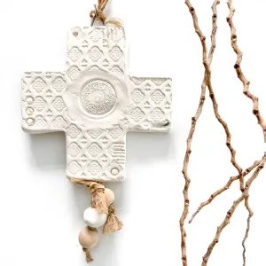 Handmade Ceramic Cross Estilo medium matte white