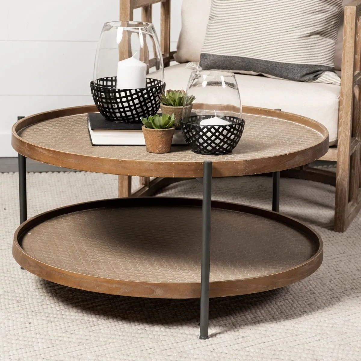 Kade Coffee Table Brown Wood | Black Metal