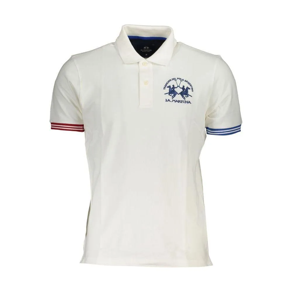 La Martina Elegant White Polo with Contrast Details