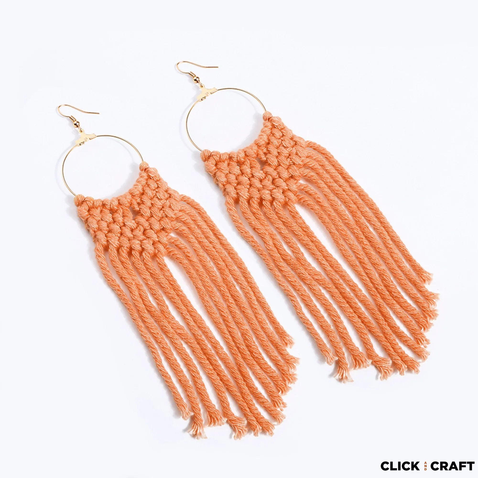 Macrame Hoop Earrings - Round Style