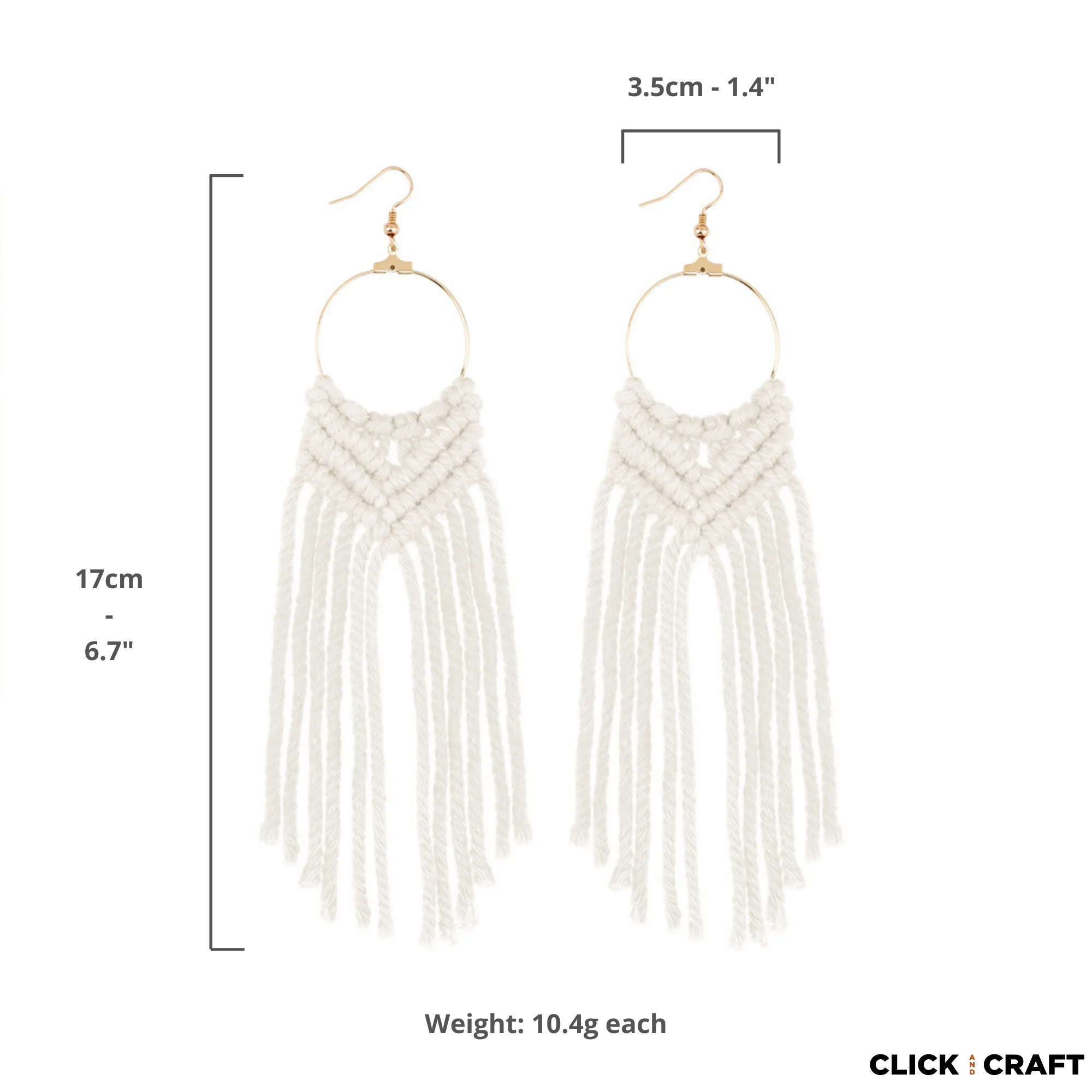 Macrame Hoop Earrings - Round Style