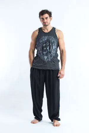 Mens Infinitee Om Tank Top in Silver on Black