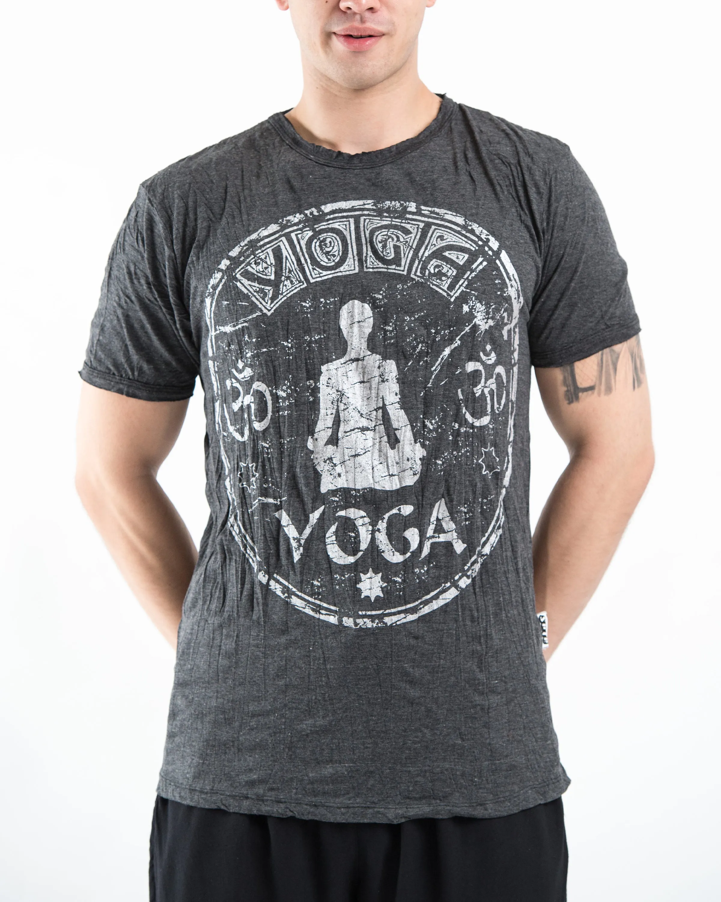 Mens Infinitee Yoga Stamp  T-Shirt in Silver on Black