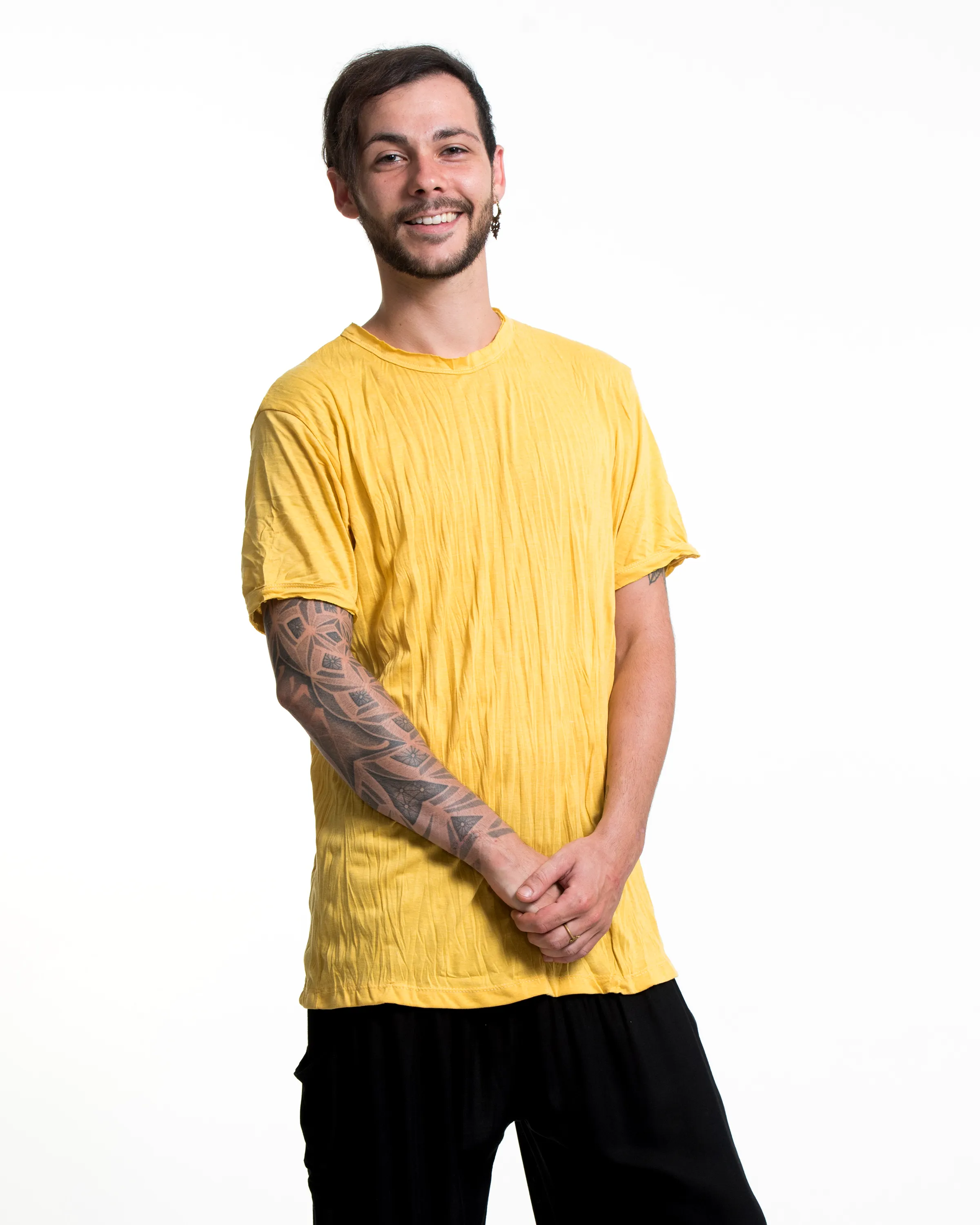 Mens Solid Color T-Shirt in Yellow