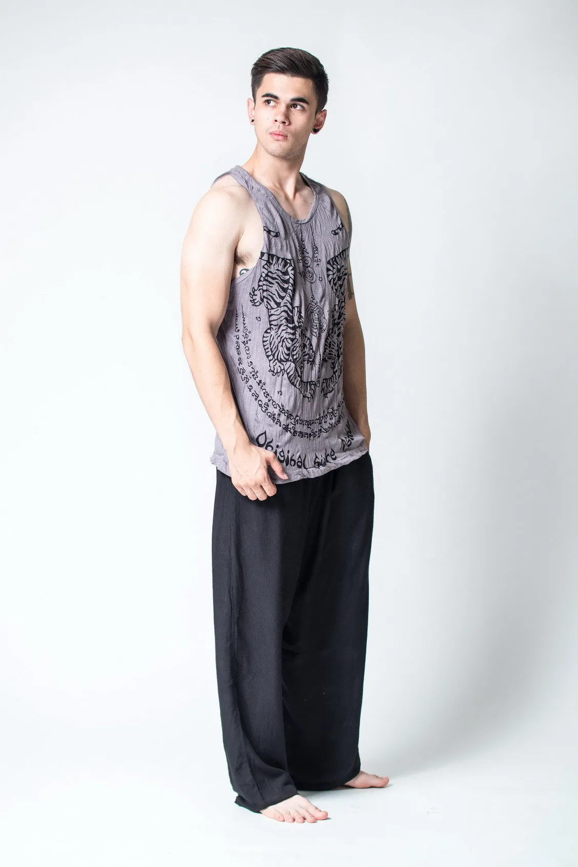 Mens Thai Tattoo Tank Top in Gray