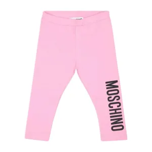 Moschino Baby Logo Print Pink Leggings