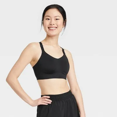 New - Women's High Support Embossed Racerback Run Sports Bra - All in Motion