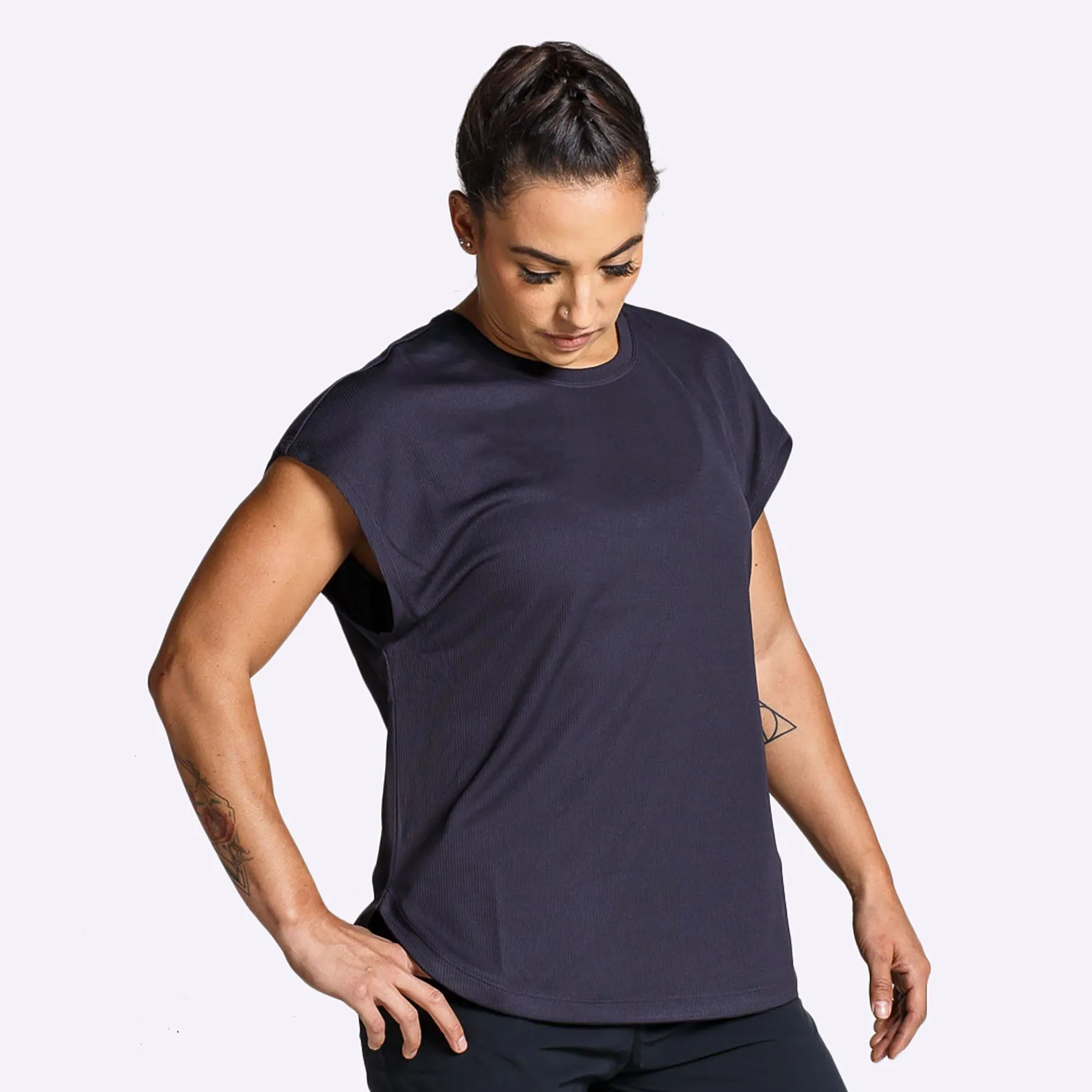 Nike - Dri-Fit Women's Short-Sleeve Yoga Training Top - Oil Grey/Black