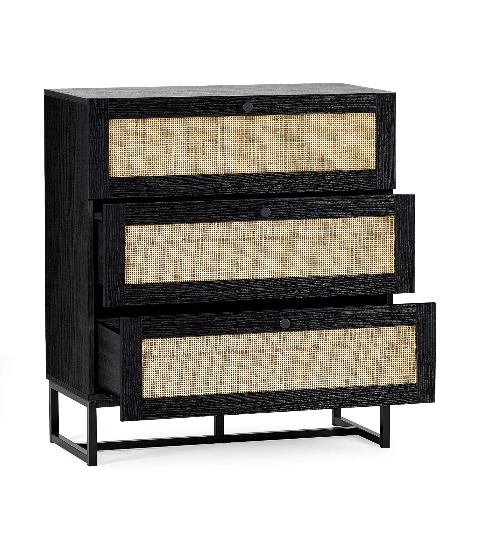 Padstow 3 Drawer Chest - Black