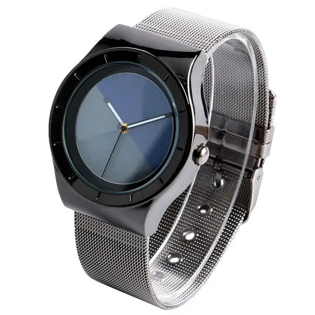 PAIDU Unique Sport Mesh Stainless Steel Strap Bracelet Quartz Wrist Watch Mens Modern Splice Color Dial Gift Cool