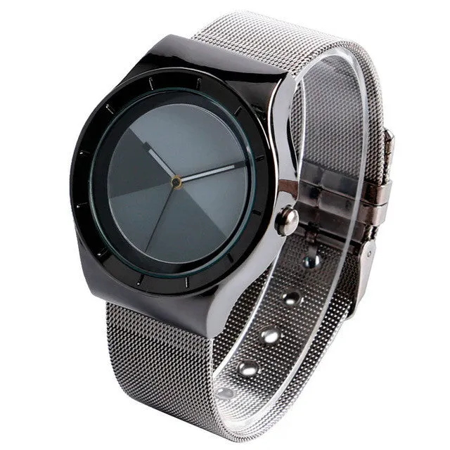 PAIDU Unique Sport Mesh Stainless Steel Strap Bracelet Quartz Wrist Watch Mens Modern Splice Color Dial Gift Cool