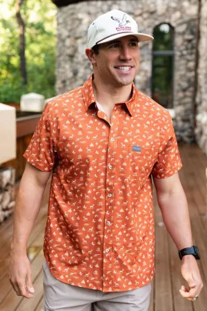 Performance Button Up -  Lone Star State Orange