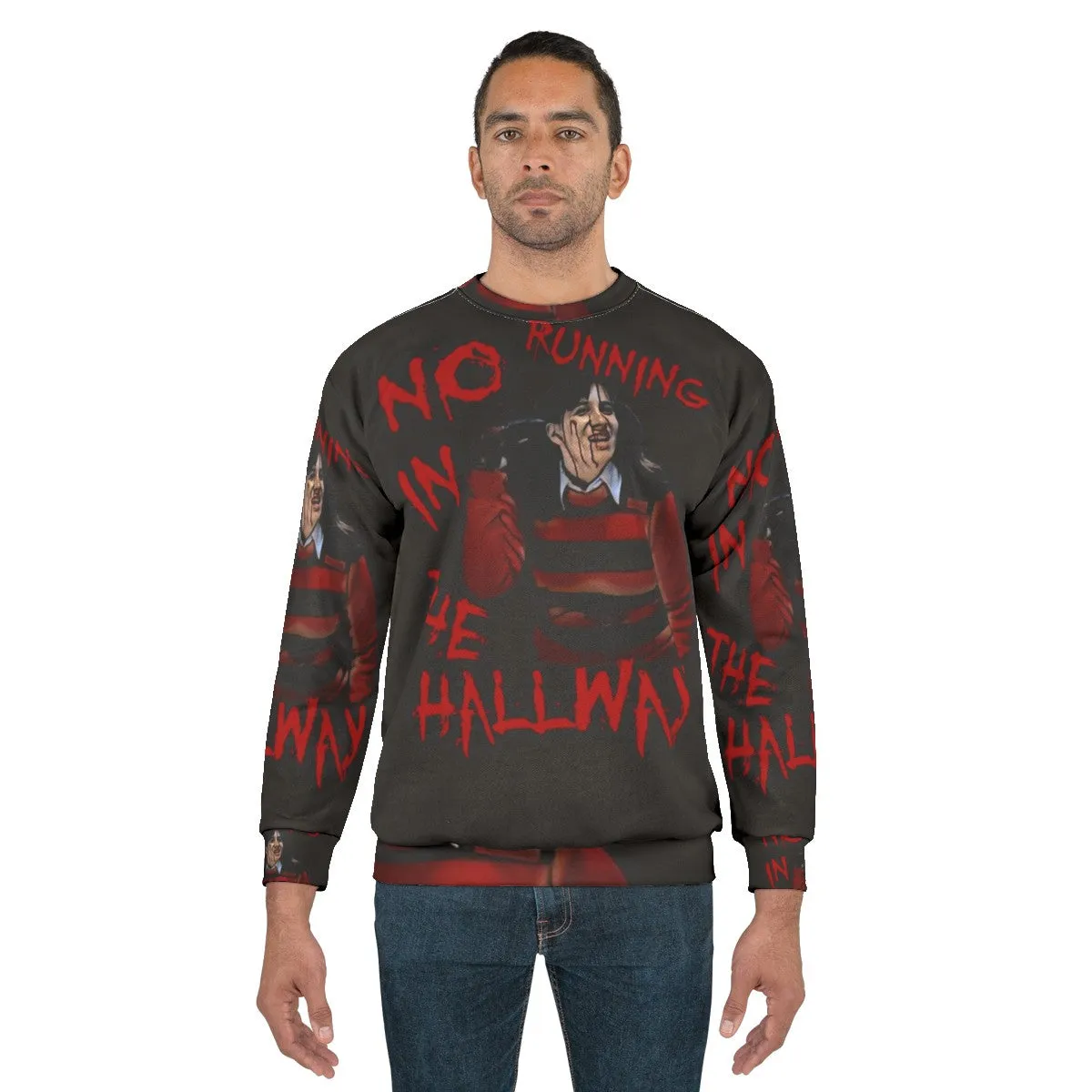 "No Running In The Hallway" Freddy Krueger 80s Horror Sweatshirt