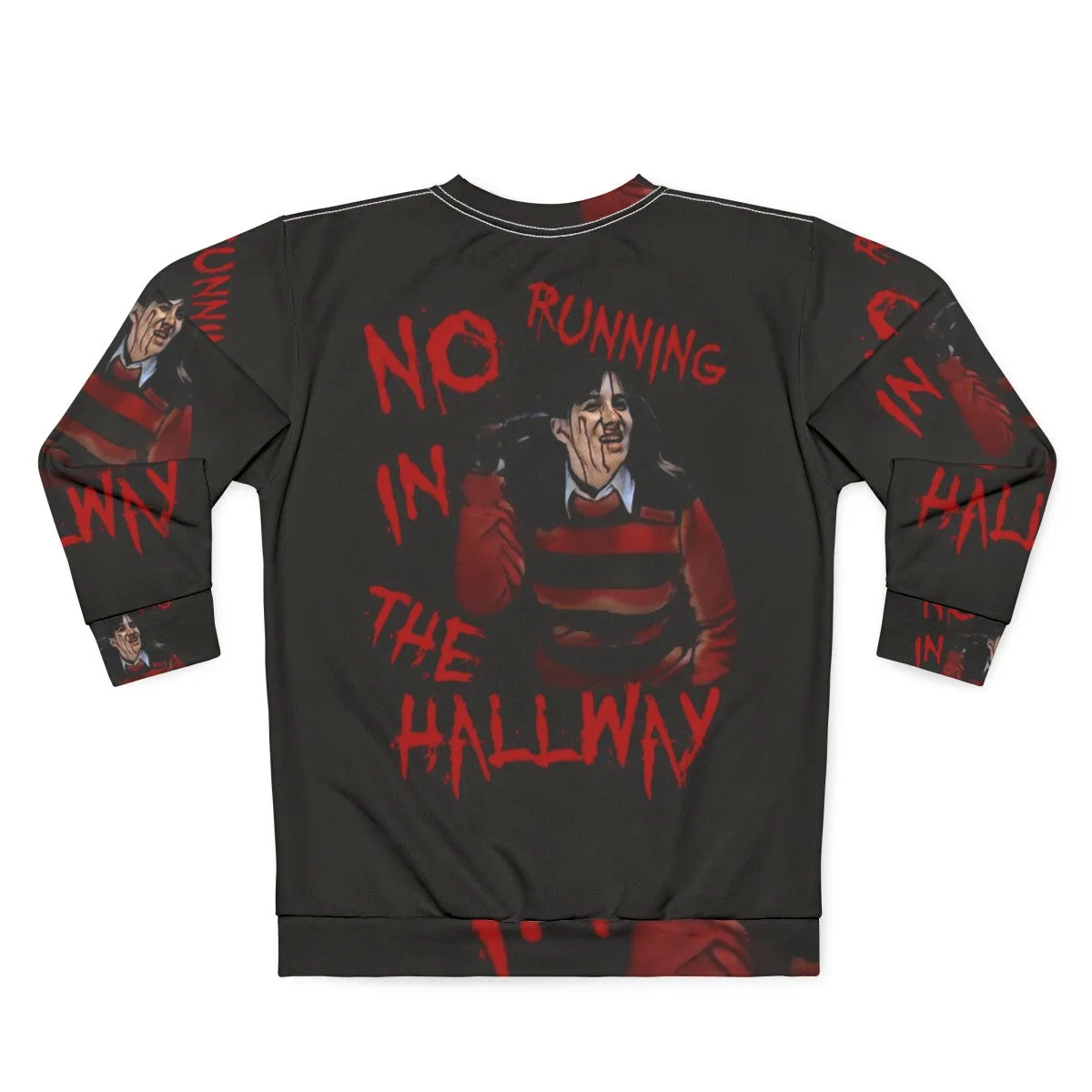 "No Running In The Hallway" Freddy Krueger 80s Horror Sweatshirt