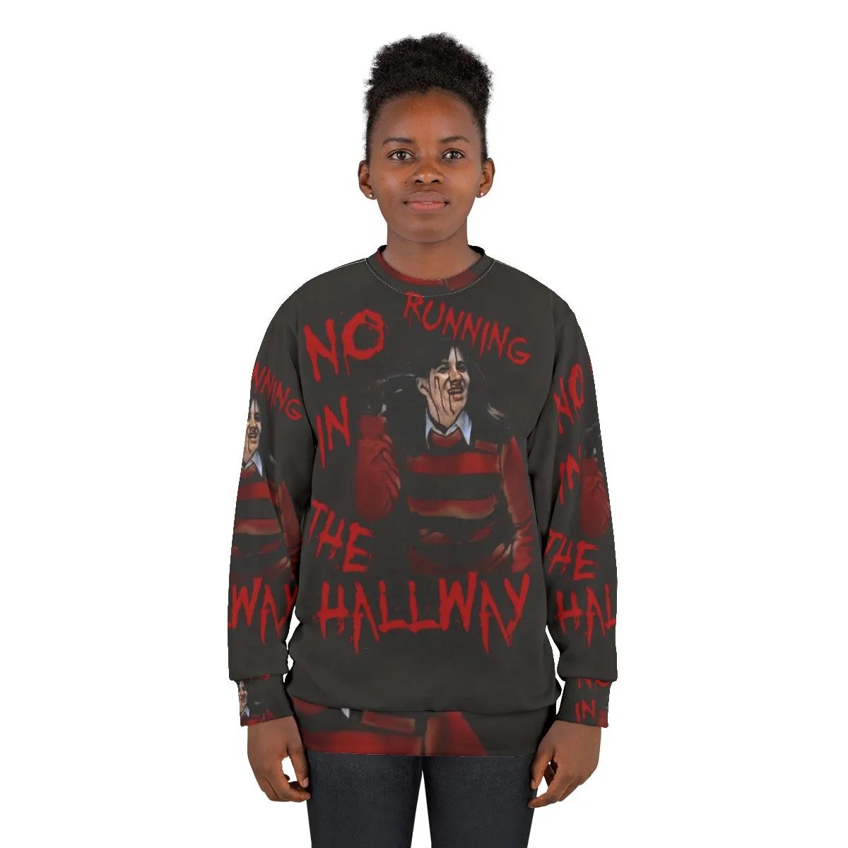 "No Running In The Hallway" Freddy Krueger 80s Horror Sweatshirt