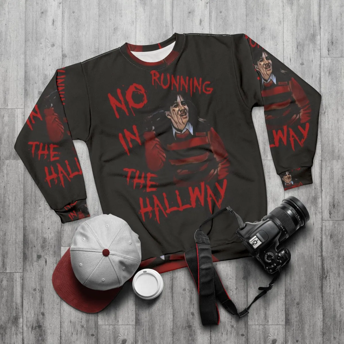 "No Running In The Hallway" Freddy Krueger 80s Horror Sweatshirt