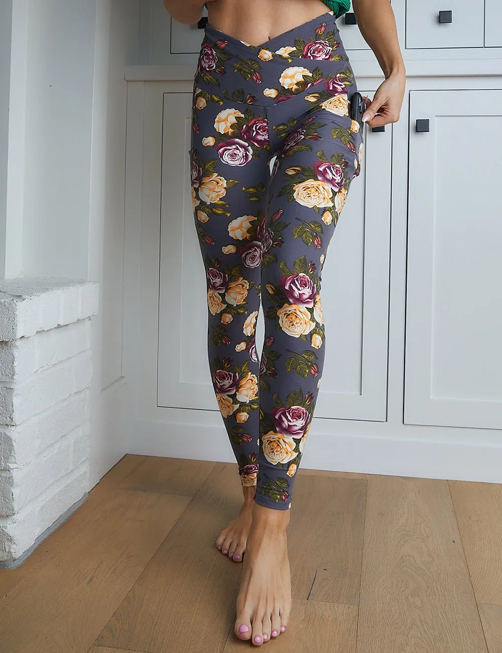 SA Floral Fling Cross Waistband Pocket Leggings