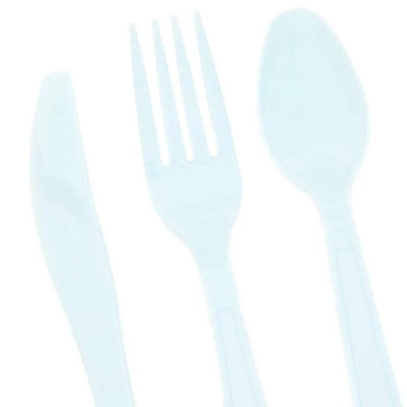 Sparkle and Bash Plastic Party Cutlery for Gender Reveal (96 Count), Light Pink and Blue