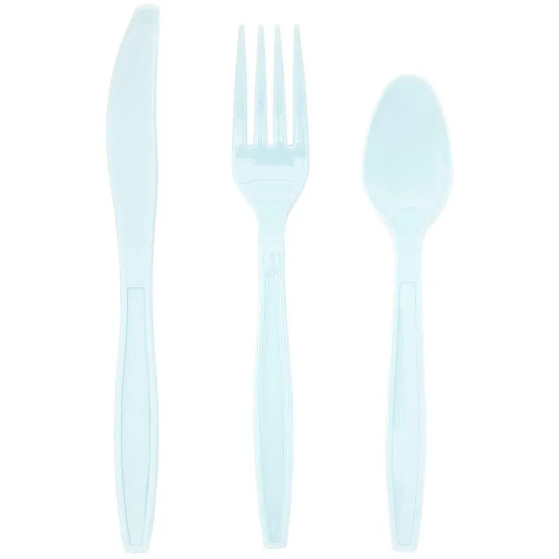 Sparkle and Bash Plastic Party Cutlery for Gender Reveal (96 Count), Light Pink and Blue