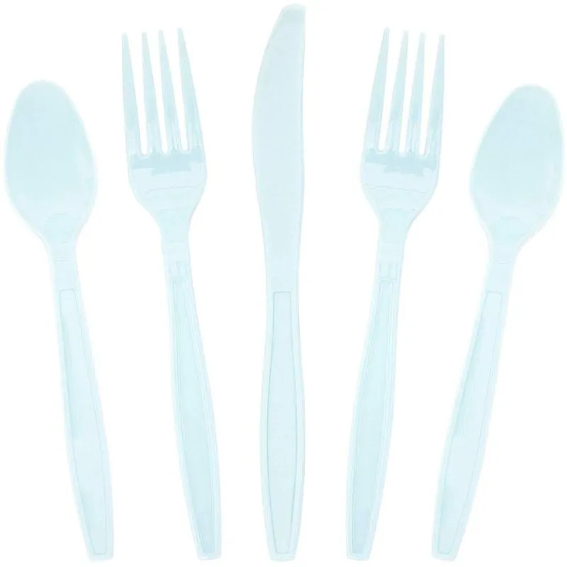 Sparkle and Bash Plastic Party Cutlery for Gender Reveal (96 Count), Light Pink and Blue