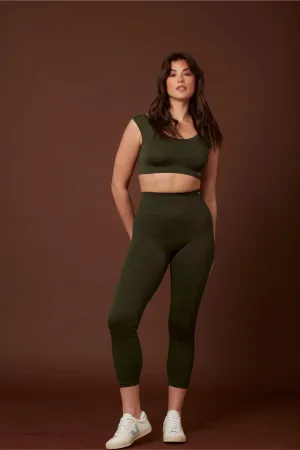 Timeless Ribbed 7/8 Leggings - Forest Green