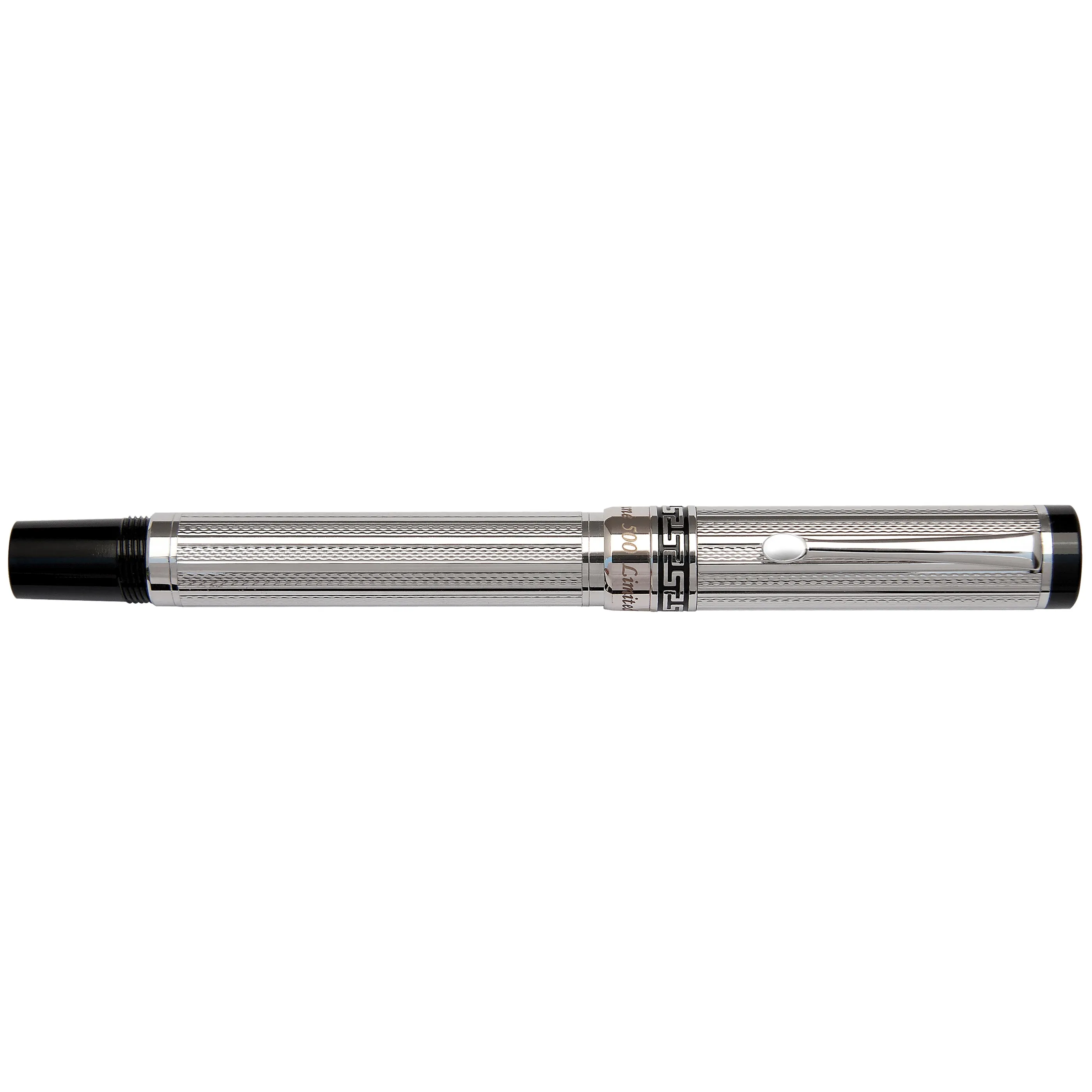 Tribune Diamond-Cut Engraved Brass Rollerball Pen - Platinum Plated