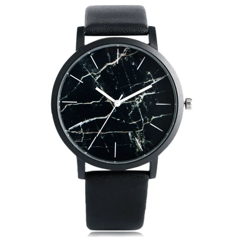 Unique Stylish Simple Men Women Special Design Cool Leather Strap Quartz Round Dial Casual Trendy Modern Wrist Watch