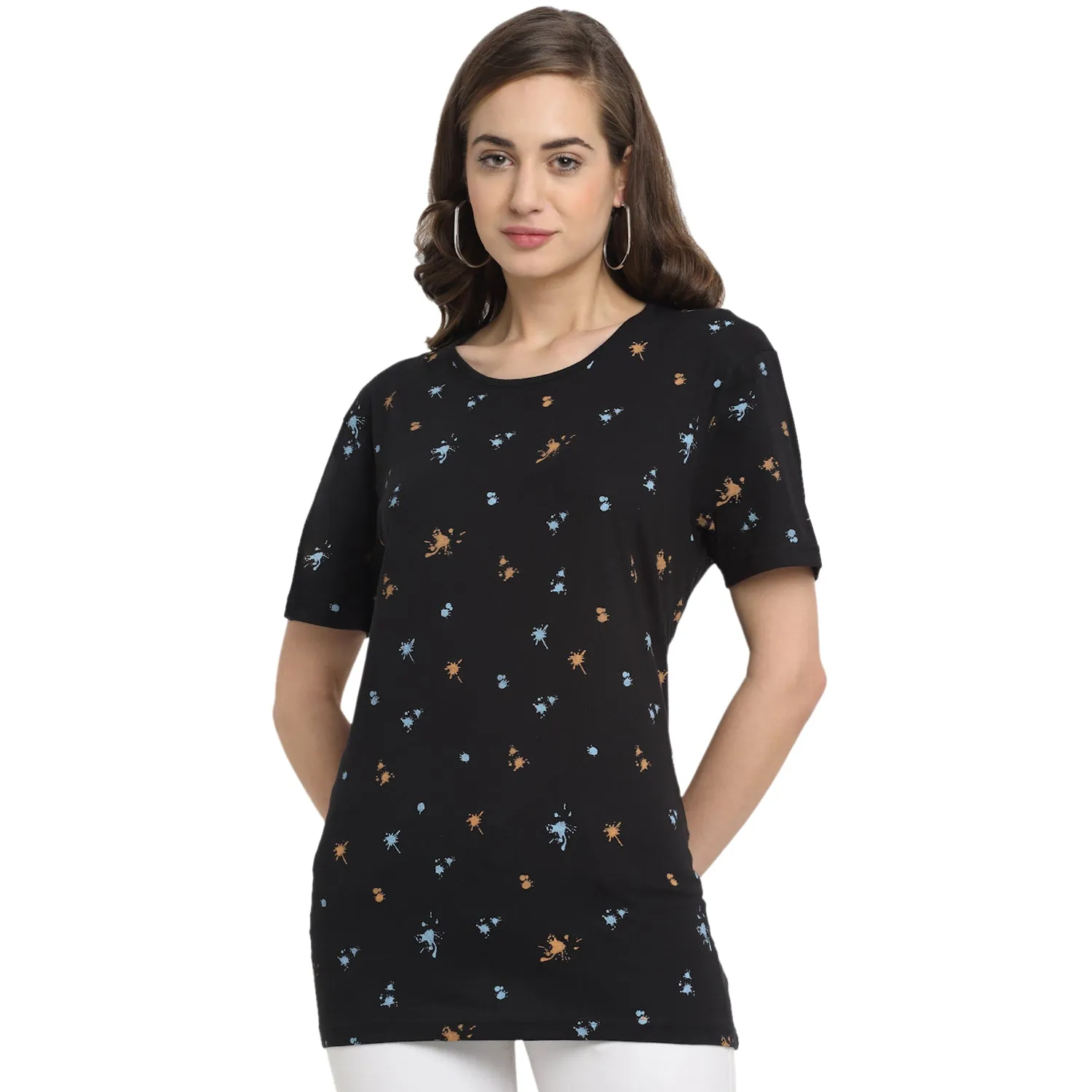 Vimal Jonney Black Half Sleeve T-shirt For Women's