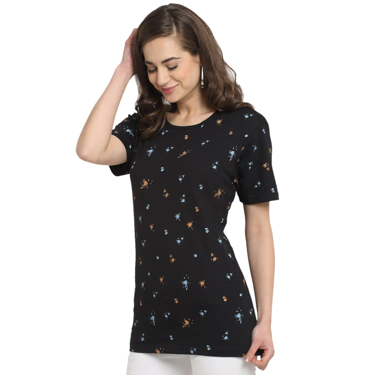 Vimal Jonney Black Half Sleeve T-shirt For Women's