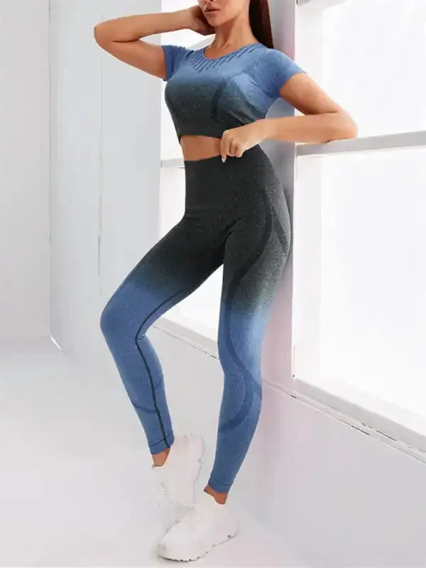 Women’s Leggings - Gradient Hang Dye Seamless Yoga Two-Piece Suit