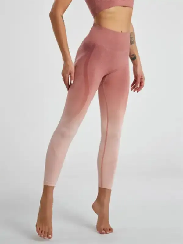 Women’s Leggings - Gradient Hang Dye Seamless Yoga Two-Piece Suit