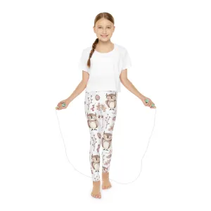 Youth Full-Length Leggings, Owl Design - Kids Leggings